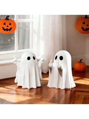 Halloween Ghost Finger Statue Hip Hop Ghost Statue For Indoor Home Decorations